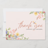 Invitation Boho Fleurs Merci de libellules mariage (Devant)