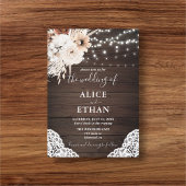 Invitation Boho Fleurs neutres Rustiques Pampa Mariage en Gra