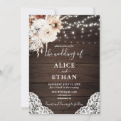 Invitation Boho Fleurs neutres Rustiques Pampa Mariage en Gra (Devant)