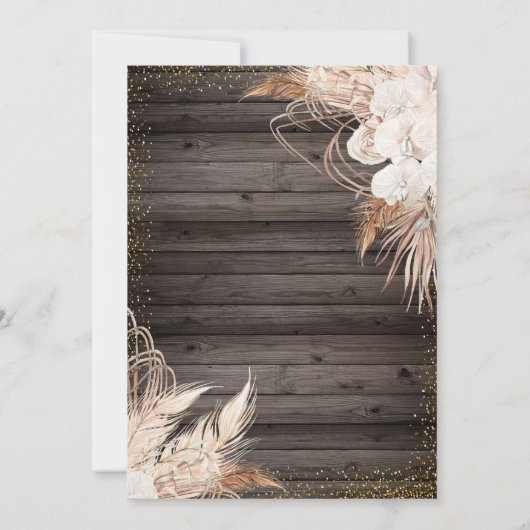 Invitation Boho Fleurs Pampas Grass Bois doux 16 (Dos)