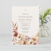 Invitation Boho Fleurs Pampas Grass Orthodoxe Baptême (Debout devant)