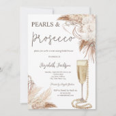 Invitation Boho Fleurs perles Fête des mariées Prosecco (Devant)
