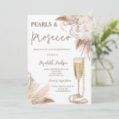 Invitation Boho Fleurs perles Fête des mariées Prosecco (Debout devant)