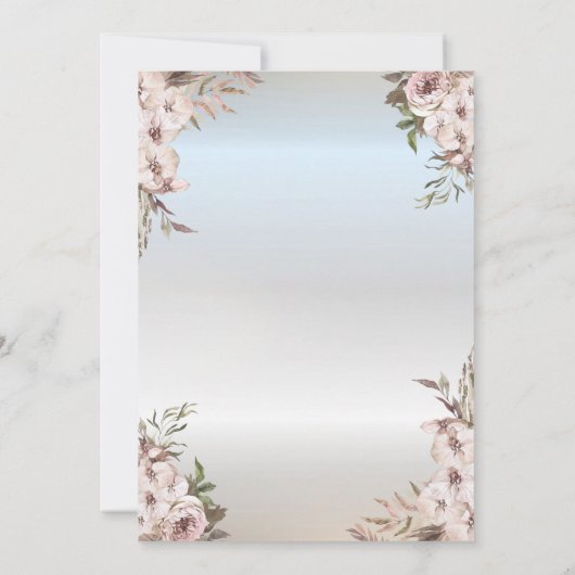 Invitation Boho Fleurs robe argent Quinceanera (Dos)