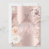 Invitation Boho Fleurs Robe Rose Gold Douze 16 Ans (Dos)