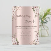 Invitation Boho Fleurs Rose Gold Fête des Mères Brunch (Debout devant)