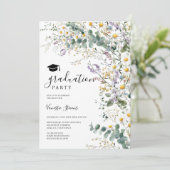 Invitation Boho Fleurs sauvages 3 Photos Jolie Graduation (Debout devant)
