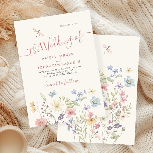 Invitation Boho fleurs sauvages aquarelle jardin fleuri maria