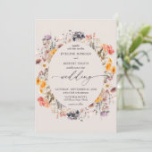 Invitation Boho fleurs sauvages d'aquarelle couronne (Debout devant)