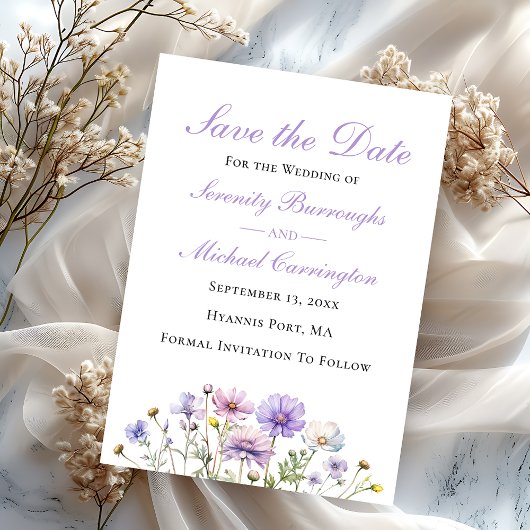 Invitation Boho Fleurs sauvages Floral Enregistrer le Mariage