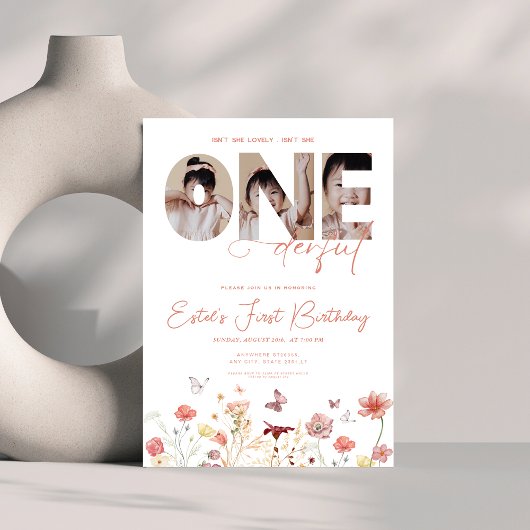 Invitation Boho Fleurs sauvages n'est-elle pas UNEderful 1st