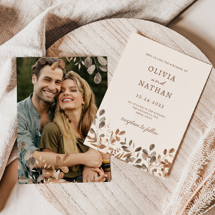 Invitation Boho Fleurs sauvages Neutre avec Mariage photo