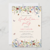 Invitation Boho Fleurs sauvages papillons 2025 Graduation Pho (Devant)
