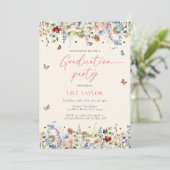 Invitation Boho Fleurs sauvages papillons 2025 Graduation Pho (Debout devant)
