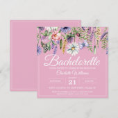 Invitation Boho Fleurs sauvages rose pâle (Devant / Derrière)