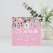 Invitation Boho Fleurs sauvages rose pâle (Debout devant)