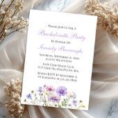 Invitation Boho Fleurs sauvages violet Floral Bachelorette Pa