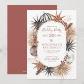 Invitation Boho Fleurs Séchées Fête de Fins d'Année (Devant / Derrière)