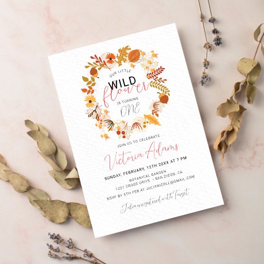 Invitation Boho Fleurs Séchées Rustiques Automne Anniversaire