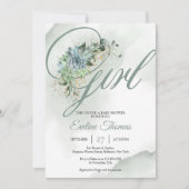 Invitation Boho fleurs succulentes eucalyptus or C'est une fi (Devant)