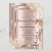 Invitation Boho Fleurs Terracotta Confetti Retraite (Devant / Derrière)