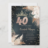 Invitation Boho Fleurs Tiara Diamonds Vert 40e (Devant)