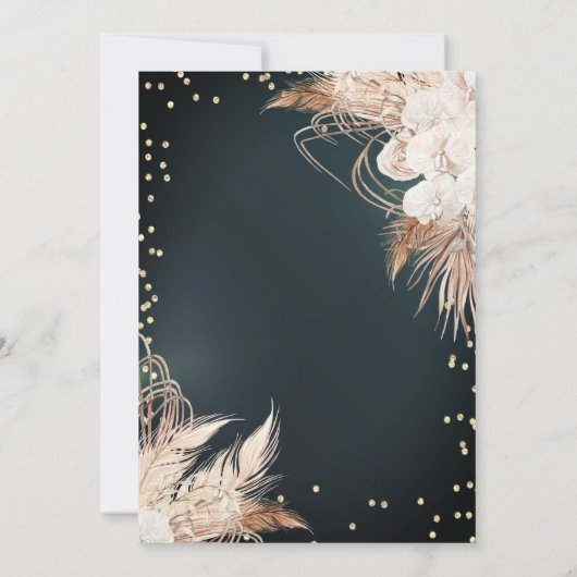 Invitation Boho Fleurs Tiara Diamonds Vert 50e (Dos)