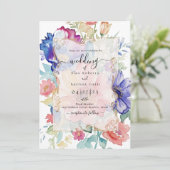 Invitation Boho Fleurs Vibrantes Cadre d'invitation plat (Debout devant)