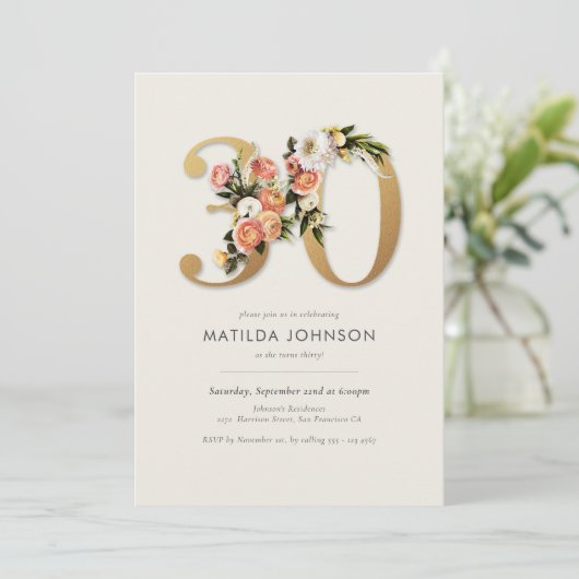 Invitation Boho Floral 30e anniversaire (Debout devant)