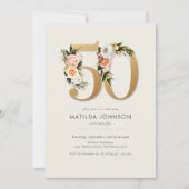 Invitation Boho Floral 50e anniversaire (Devant)