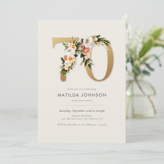 Invitation Boho Floral 70e anniversaire (Debout devant)