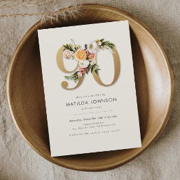 Invitation Boho Floral 90e anniversaire