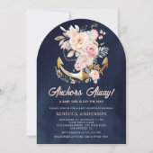 Invitation Boho Floral Ancre Nautical Girl Baby shower de mar (Devant)