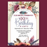 Invitation Boho Floral and Feather 99e anniversaire<br><div class="desc">Boho Floral et Feather 99th Birthday Invitation For Women. Il Est Facile De Changer L'Exemple De Texte En Vous Propre En Cliquant Sur Personnaliser. Cliquez Sur Personnaliser/Modifier Avec L'Outil De Création Pour Modifier Le Type De Police, La Couleur De Police, La Taille De Police, Ou Pour Ajouter/Supprimer/Modifier Le Texte Ou...</div>