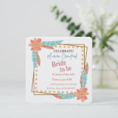 Invitation Boho Floral and Feather Square Bridal Shower Invit (Debout devant)