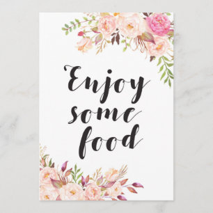 Invitation Boho floral Appréciez un peu de nourriture Signal 