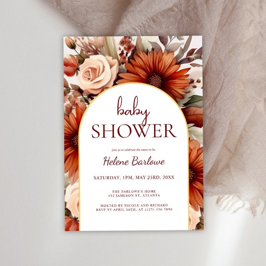 Invitation Boho Floral Aquarelle Baby shower bohème