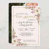 Invitation BOHO Floral Aquarelle Élégante photo Baby shower (Devant / Derrière)