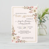 Invitation BOHO Floral Aquarelle Élégante photo Baby shower (Debout devant)