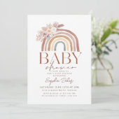 Invitation Boho Floral Aquarelle Rainbow Baby shower (Debout devant)
