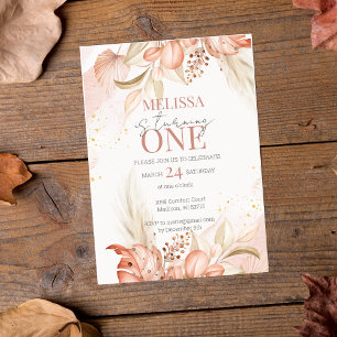 Invitation Boho Floral Aquarelle Terracotta 1er Anniversaire 
