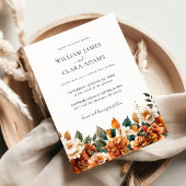 Invitation Boho Floral Aquarelle Terracotta QR Code Mariage