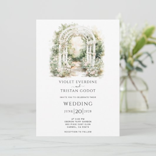 Invitation Boho Floral Arch Mariage (Debout devant)