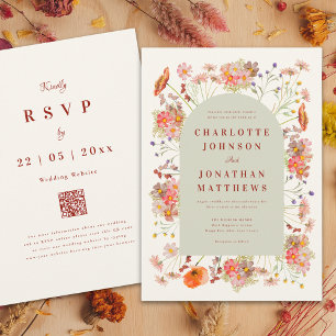 Invitation Boho Floral Arch Mariage de automne