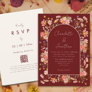 Invitation Boho floral Arch Terracotta Mariage de automne