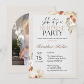 Invitation Boho Floral Atch Photo Retirement Card Modèle (Devant / Derrière)