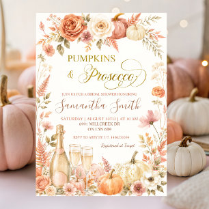 Invitation Boho Floral Automne Citrouille et Prosecco Mariage