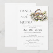 Invitation Boho Floral avec alliance de Mariage  (Devant / Derrière)