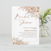 Invitation Boho Floral avec Fête des mariées de cadre Pampas (Debout devant)