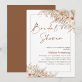 Invitation Boho Floral avec Fête des mariées de cadre Pampas (Devant / Derrière)